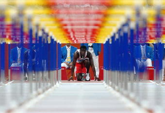 BEIJING - AUGUST 20:  Dayron Robles of Cuba prepares to compete men's 110m hurdles during the track and field athletics event at the National Stadium during Day 12 of the Beijing 2008 Olympic Games on August 20, 2008 in Beijing, China.  (Photo by Michael Steele/Getty Images)
