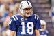 INDIANAPOLIS - DECEMBER 28: Quarterback Peyton Manning #18 of the Indianapolis Colts stands on the field during the game against the Tennessee Titans on December 28, 2008 at Lucas Oil Stadium in Indianapolis, Indiana. (Photo by: Jamie Squire/Getty Images)