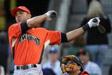 SAN FRANCISCO - JULY 09:  American League All-Star Alex Rios #15 of the Toronto Blue Jays competes in round 1 of the 78th Major League Baseball All-Star Home Run Derby at AT&T Park on July 9, 2007 in San Francisco, California.  (Photo by Jeff Gross/Getty Images)