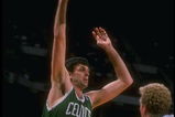 Forward Kevin McHale of the Boston Celtics shoots the ball during a game versus the Milwaukee Bucks at the Bradley Center in Milwaukee, Wisconsin.