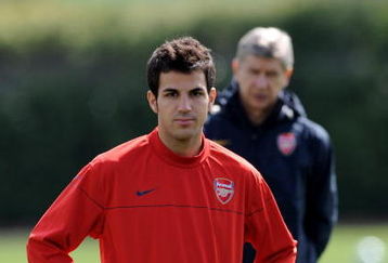 LONDON, ENGLAND - APRIL 28:  Cesc Fabregas of Arsenal looks on during a training session at Arsenal's London Colney Training Ground on April 28, 2009 in London, England.  (Photo by Shaun Botterill/Getty Images)