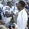 SEATTLE - SEPTEMBER 24:  Head Coach Tyrone Willingham of the Washington Huskies talks with Brandon Hoyte #39 of the Notre Dame Fighting Irish after the game on September 24, 2005 at Husky Stadium in Seattle, Washington. The Irish defeated the Huskies 36-17. (Photo by Otto Greule Jr/Getty Images) 
