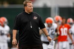BEREA, OH - AUGUST 07:  Head coach Eric Mangini of the Cleveland Browns looks on during training camp at the Cleveland Browns Training and Administrative Complex on August 7, 2009 in Berea, Ohio.  (Photo by Gregory Shamus/Getty Images)