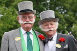 ASCOT, ENGLAND - JUNE 17:  Two men with handlebar moustaches pose for photographs on the second day of Royal Ascot 2009 at Ascot Racecourse on June 17, 2009 in Ascot, England.  (Photo by Chris Jackson/Getty Images)