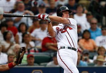 ATLANTA - JUNE 26:  Chipper Jones #10 of the Atlanta Braves against the New York Yankees at Turner Field on June 25, 2009 in Atlanta, Georgia.  (Photo by Kevin C. Cox/Getty Images)