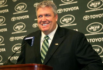 FLORHAM PARK, NJ - JANUARY 21: Rex Ryan addresses the media during a press conference after being introduced as the new Head Coach of the New York Jets at the Atlantic Health Jets Training Center on January 21, 2009 in Florham Park, New Jersey.  (Photo by Andy Marlin/Getty Images)