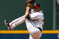 ATLANTA - JUNE 27:  Starting pitcher Javier Vazquez #33 of the Atlanta Braves against the Boston Red Sox at Turner Field on June 27, 2009 in Atlanta, Georgia.  (Photo by Kevin C. Cox/Getty Images)
