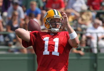 GREEN BAY, WI - AUGUST 03: Brian Brohm #11 of the Green Bay Packers throws a pass during practice at summer training camp on August 3, 2009 at the Ray Nitschke Field in Green Bay, Wisconsin. (Photo by Jonathan Daniel/Getty Images)