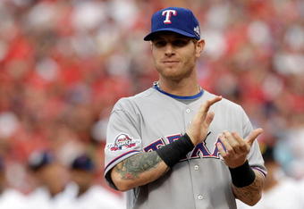 ST LOUIS, MO - JULY 14:  American League All-Star Josh Hamilton of the Texas Rangers looks on before the 2009 MLB All-Star Game at Busch Stadium on July 14, 2009 in St Louis, Missouri.  (Photo by Pool/Getty Images)