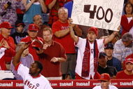 ANAHEIM, CA - AUGUST 10:  Vladimir Guerrero #27 of the Los Angeles Angels of Anaheim makes a curtain call after hitting his 400th career home run and second of the game against the Tampa Bay Rays in the seventh inning at Angel Stadium on August 10, 2009 in Anaheim, California.  (Photo by Jeff Gross/Getty Images)