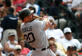 ATLANTA - JUNE 27:  Kevin Youkilis #20 of the Boston Red Sox against the Atlanta Braves at Turner Field on June 27, 2009 in Atlanta, Georgia.  (Photo by Kevin C. Cox/Getty Images)