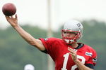 FOXBORO, MA - JULY 31:  Quarterback Tom Brady #12 of the New England Patriots passes the ball during training camp on July 31, 2009 at Gillette Stadium in Foxboro, Massachusetts.  (Photo by Elsa/Getty Images)