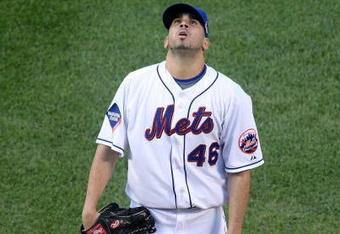 NEW YORK - AUGUST 01:  Oliver Perez #46 of the New York Mets pitches against the Arizona Diamondbacks on August 1, 2009 at Citi Field in the Flushing neighborhood of the Queens borough of New York City.  (Photo by Jim McIsaac/Getty Images)