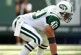 EAST RUTHERFORD, NJ - SEPTEMBER 09: Joe Kowalewski #40 of the New York Jets stands on the field against the New England Patriots during the NFL game on September 9, 2007 at Giants Stadium in East Rutherford, New Jersey. The Patriots defeated the Jets 38-14. (Photo by Nick Laham/Getty Images) 