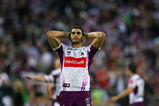SYDNEY, AUSTRALIA - OCTOBER 05: Greg Inglis of the Storm looks dejected during the NRL Grand Final match between the Manly Warringah Sea Eagles and the Melbourne Storm at ANZ Stadium on October 5, 2008 in Sydney, Australia.  (Photo by Mark Nolan/Getty Images)
