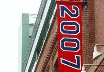 BOSTON - APRIL 7: World Championship banners line the concourse before an opening day game between the Boston Red Sox and the Tampa Bay Rays at Fenway Park April 7, 2009 in Boston, Massachusetts. (Photo by Jim Rogash/Getty Images)