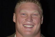 NEW YORK - MARCH 18:  World Wrestling Entertainment Wrestler Brock Lesnar attends a media conference announcing the all-star lineup of WWE WrestleMania XIX at ESPN Zone in Times Square March 18, 2003 in New York City.  (Photo by Mark Mainz/Getty Images)