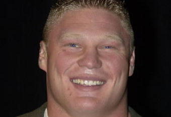 NEW YORK - MARCH 18:  World Wrestling Entertainment Wrestler Brock Lesnar attends a media conference announcing the all-star lineup of WWE WrestleMania XIX at ESPN Zone in Times Square March 18, 2003 in New York City.  (Photo by Mark Mainz/Getty Images)