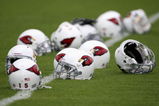 FLAGSTAFF, AZ - JULY 31:  Arizona Cardinal's helmets sit on the field during the team training camp at Northern Arizona University on July 31, 2009 in Flagstaff, Arizona.  (Photo by Christian Petersen/Getty Images)
