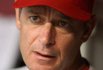 PHOENIX - JULY 28:  Pitcher Jamie Moyer #50 of the Philadelphia Phillies sits in the dugout during the major league baseball game against the Arizona Diamondbacks at Chase Field on July 28, 2009 in Phoenix, Arizona.  The Phillies defeated the Diamondbacks 4-3.  (Photo by Christian Petersen/Getty Images)