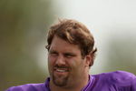 MANKATO, MN - AUGUST 2:  Steve Hutchinson #76 of the Minnesota Vikings looks on during afternoon practice during 2006 Training Camp on August 2, 2006 at Minnesota State University in Mankato, Minnesota. (Photo by David Sherman/Getty Images)