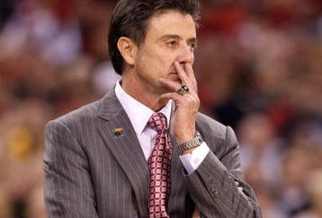 INDIANAPOLIS - MARCH 29:  Head coach Rick Pitino of the Louisville Cardinals looks on against the Michigan State Spartans during the fourth round of the NCAA Division I Men's Basketball Tournament at the Lucas Oil Stadium on March 29, 2009 in Indianapolis, Indiana.  (Photo by Andy Lyons/Getty Images)