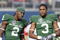 ORLANDO, FL - JANUARY 1: Wide receivers B. J. Cunningham #3 and Mark Dell #2 of the Michigan State Spartans warm up before play against the Georgia Bulldogs at the 2009 Capital One Bowl at the Citrus Bowl on January 1, 2009 in Orlando, Florida.  (Photo by Al Messerschmidt/Getty Images) 