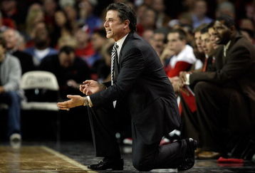 LOUISVILLE, KY - DECEMBER 08:  Rick Pitino the Head Coach of the Louisville Cardinals gives instructions to his team during the game against the Lamar Cardinals on December 8, 2008 at Freedom Hall in Louisville, Kentucky.  (Photo by Andy Lyons/Getty Images)