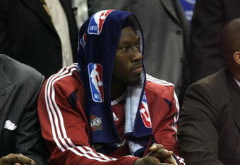 ORLANDO, FL - MAY 30: Ben Wallace #4 of the Cleveland Cavaliers looks on from the bench against the Orlando Magic in Game Six of the Eastern Conference Finals during the 2009 Playoffs at Amway Arena on May 30, 2009 in Orlando, Florida. NOTE TO USER: User expressly acknowledges and agrees that, by downloading and or using this photograph, User is consenting to the terms and conditions of the Getty Images License Agreement  (Photo by Elsa/Getty Images)