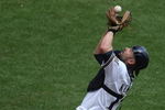MILWAUKEE - MAY 14: Jason Kendall #18 of the Milwaukee Brewers catches a foul ball against the Florida Marlins on May 14, 2009 at Miller Park in Milwaukee, Wisconsin. The Brewers defeated the Marlins 5-3. (Photo by Jonathan Daniel/Getty Images)
