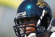 JACKSONVILLE, FL - MAY 1: Tackle Eugene Monroe #75 of the Jacksonville Jaguars sets for play May 1, 2009 at a team minicamp near Jacksonville Municipal Stadium in Jacksonville, Florida. (Photo by Al Messerschmidt/Getty Images)
