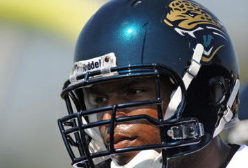 JACKSONVILLE, FL - MAY 1:  Tackle Eugene Monroe #75 of the Jacksonville Jaguars sets for play May 1, 2009 at a team minicamp near Jacksonville Municipal Stadium in Jacksonville, Florida.  (Photo by Al Messerschmidt/Getty Images)
