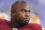 BALTIMORE, MD - AUGUST 13:  Albert Haynesworth #92 of the Washington Redskins looks on before a NFL preseason football game against the Baltimore Ravens on August 13, 2009 at M & T Bank Stadium in Baltimore, Maryland.   (Photo by Mitchell Layton/Getty Images)