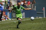 SEATTLE - JULY 18:  Freddie Ljungberg #10 of Seattle Sounders FC kicks the ball against Chelsea FC on July 18, 2009 at Qwest Field in Seattle, Washington. (Photo by Otto Greule Jr/Getty Images) 