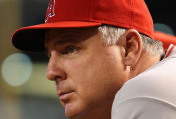 PHOENIX - JUNE 27:  Manager Mike Scioscia of the Los Angeles Angels of Anaheim watches from the dugout during the major league baseball game against the Arizona Diamondbacks at Chase Field on June 27, 2009 in Phoenix, Arizona. The Angels defeated the Diamondbacks 2-1.  (Photo by Christian Petersen/Getty Images)