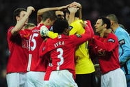 LONDON - MARCH 01: Goalkeeper Ben Foster of Manchester United celebrates with team mates after victory during the Carling Cup Final match between Manchester United and Tottenham Hotspur at Wembley Stadium on March 1, 2009 in London, England. (Photo by Mike Hewitt/Getty Images)