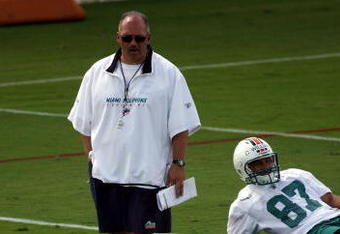DAVIE, FL - MAY 02:  Head coach Tony Sparano of the Miami Dolphins watches his team during mini camp on May 2, 2009 at the Miami Dolphins Training facility in Davie, Florida.  (Photo by Marc Serota/Getty Images)