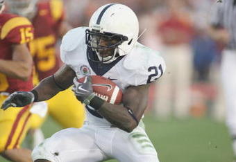 PASADENA, CA - JANUARY 1:  Stephfon Green #21 of the Penn State Nittany Lions carries the ball against the USC Trojans on January 1, 2009 at the Rose Bowl in Pasadena, California.  USC won 38-24.  (Photo by Jeff Golden/Getty Images)