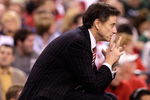 INDIANAPOLIS - MARCH 27:  Head coach Rick Pition of the Louisville Cardinals looks on against the Arizona Wildcats during the third round of the NCAA Division I Men's Basketball Tournament at the Lucas Oil Stadium on March 27, 2009 in Indianapolis, Indiana.  (Photo by Andy Lyons/Getty Images)