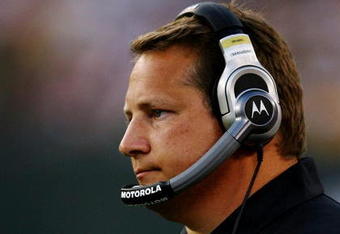 GREEN BAY, WI - AUGUST 15:  Head coach Eric Mangini of the Cleveland Browns looks on during the first quarter against the Green Bay Packers during the preseason game at Lambeau Field on August 15, 2009 in Green Bay, Wisconsin. (Photo by Jonathan Daniel/Getty Images)