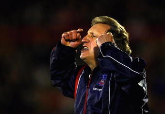 BARNSLEY, UNITED KINGDOM - MARCH 17:  Neil Warnock of Crystal Palace gives out instructions during the Coca-Cola Championship match between Barnsley and Crystal Palace at Oakwell Stadium on March 17, 2009 in Barnsley, England.  (Photo by Laurence Griffiths/Getty Images)