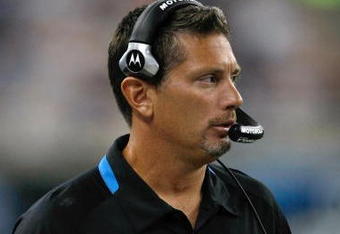 DETROIT, MI - AUGUST 15: Head coach Jim Schwartz of the Detroit Lions watches the action on the sidelines against the Atlanta Falcons at Ford Field on August 15, 2009 in Detroit, Michigan. The Lions defeated the Falcons 27-26. (Photo by Scott Boehm/Getty Images)
