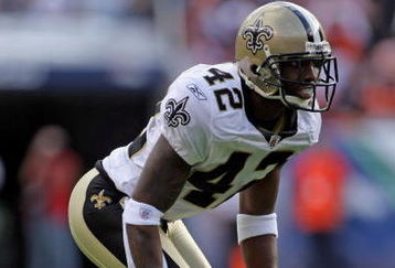 DENVER - SEPTEMBER 21:  Cornerback Jason David #42 of the New Orleans Saints defends against the Denver Broncos during NFL action at Invesco Field at Mile High on September 21, 2008 in Denver, Colorado. The Broncos defeated the Saints 34-32.  (Photo by Doug Pensinger/Getty Images)
