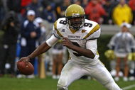ATHENS, GA - NOVEMBER 29:  Quarterback Josh Nesbitt #9 of the Georgia Tech Yellow Jackets scrambles in the pocket during the game against the Georgia Bulldogs at Sanford Stadium on November 29, 2008 in Athens, Georgia.  The Yellow Jackets defeated the Bulldogs 45-42.  (Photo by Mike Zarrilli/Getty Images)