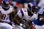 INDIANAPOLIS, IN - AUGUST 14: Running back Chester Taylor #29 of the Minnesota Vikings runs with the football against the Indianapolis Colts at Lucas Oil Stadium on August 14, 2009 in Indianapolis, Indiana.  The Vikings defeated the Colts 13-3. (Photo by Scott Boehm/Getty Images)