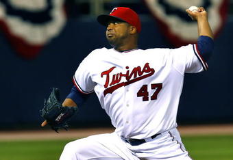 MINNEAPOLIS, MN - APRIL 6: Francisco Liriano #47 of the Minnesota Twins pitches against the Seattle Mariners on Opening Day at the Metrodome on April 6, 2009 in Minneapolis, Minnesota. (Photo by Scott A. Schneider/Getty Images)