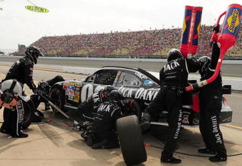 BROOKLYN, MI - AUGUST 16:  Casey Mears, driver of the #07 Jack Daniel's Chevrolet pits during the NASCAR Sprint Cup Series CARFAX 400 at Michigan International Speedway on August 16, 2009 in Brooklyn, Michigan.  (Photo by Rusty Jarrett/Getty Images for NASCAR)