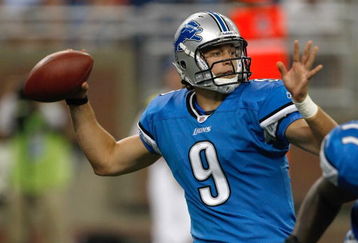 DETROIT, MI - AUGUST 15: Quarterback Matthew Stafford #9 of the Detroit Lions passes the football against the Atlanta Falcons at Ford Field on August 15, 2009 in Detroit, Michigan. The Lions defeated the Falcons 27-26. (Photo by Scott Boehm/Getty Images)