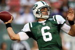 EAST RUTHERFORD, NJ - AUGUST 14:  Mark Sanchez #6 of the New York Jets throws a pass against the St. Louis Rams during their preseason game at Giants Stadium on August 14, 2009  in East Rutherford, New Jersey.  (Photo by Nick Laham/Getty Images)