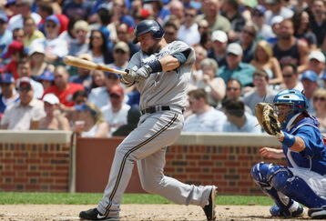 CHICAGO - JULY 03:  Casey McGehee  #14 of the Milwaukee Brewers at bat against the Chicago Cubs during their MLB game on July 3, 2009 at Wrigley Field in Chicago, Illinois. (Photo by Jonathan Daniel/Getty Images) 